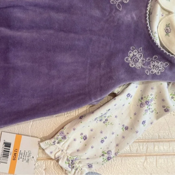 90s Little Me Lavender Peter Pan Collar Embroidered  Jumper Floral Blouse NWT - Picture 11 of 13